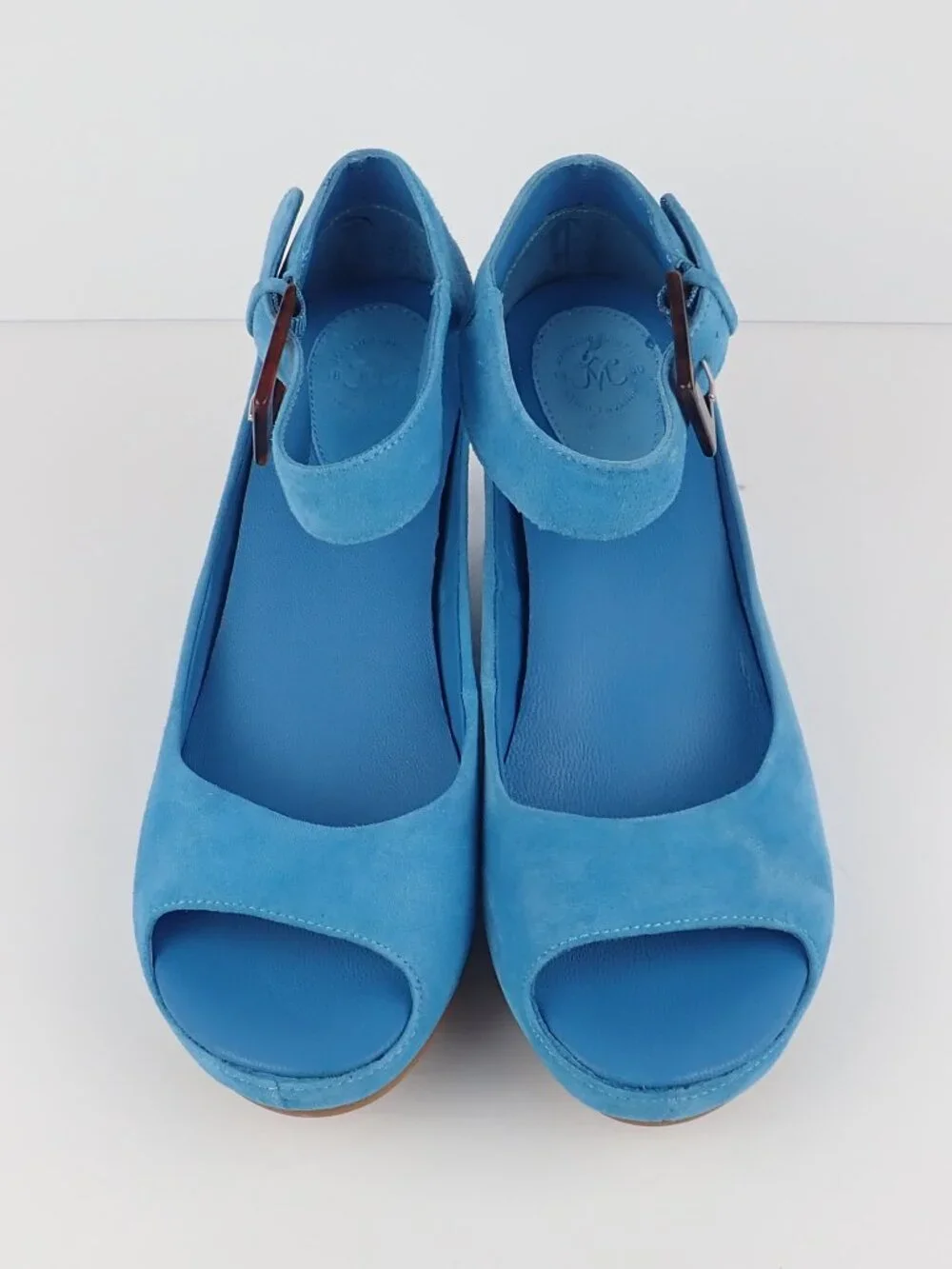 Johnston & Murphy Turquoise Open Toe Wedge Heels Womens US 9M